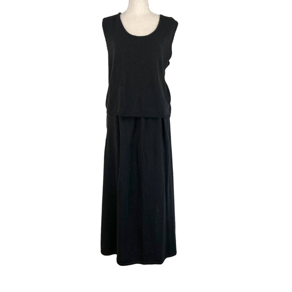 Vintage San Remo Knit Skirt Set Black